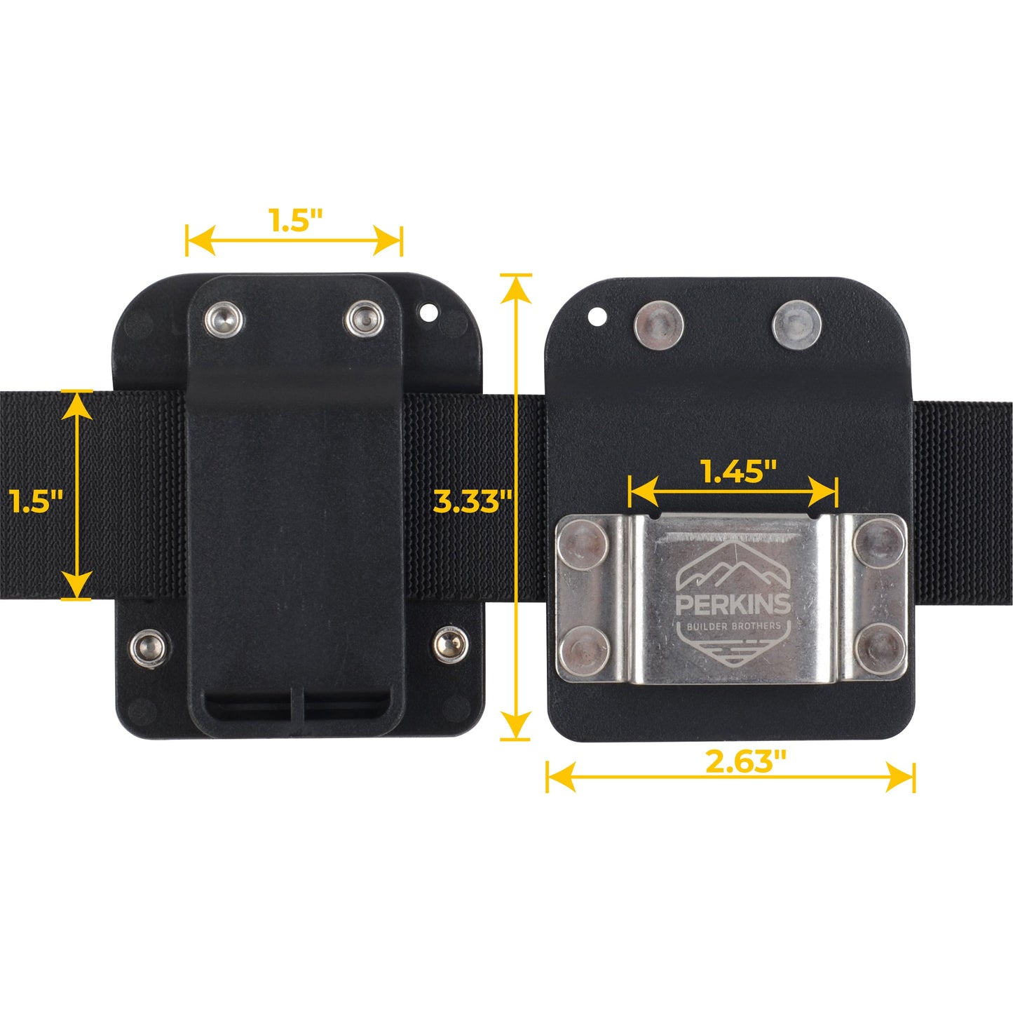 Perkins Builder Brothers Clip - On Tool Belt Drill Holder For Cordless Drill, Tape Measure, and Impact Driver - Perkins Builder Brothers