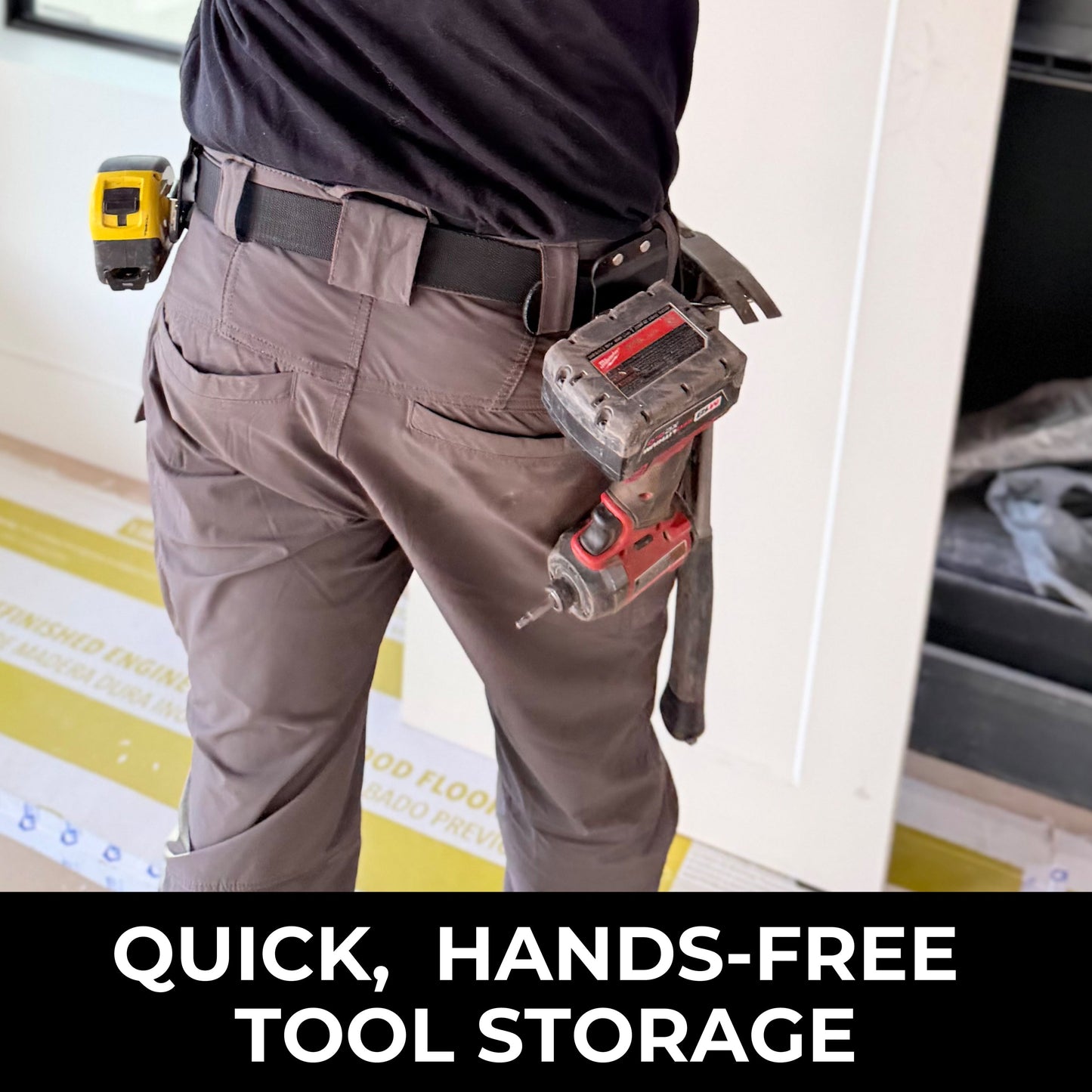 Perkins Builder Brothers Clip - On Tool Belt Drill Holder For Cordless Drill, Tape Measure, and Impact Driver - Perkins Builder Brothers