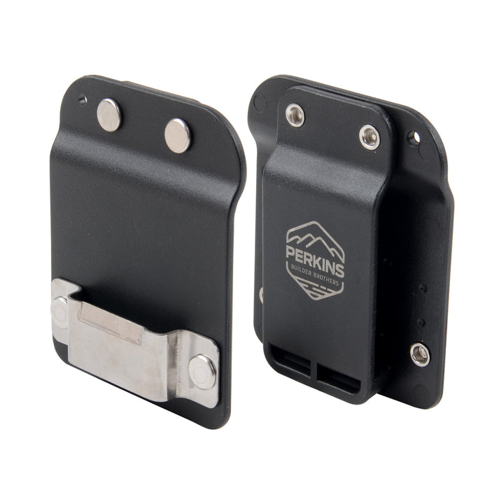 Perkins Builder Brothers Clip - On Tool Belt Tape Holder For Tape Measure, Utility Knife, and Flashlight - Perkins Builder Brothers