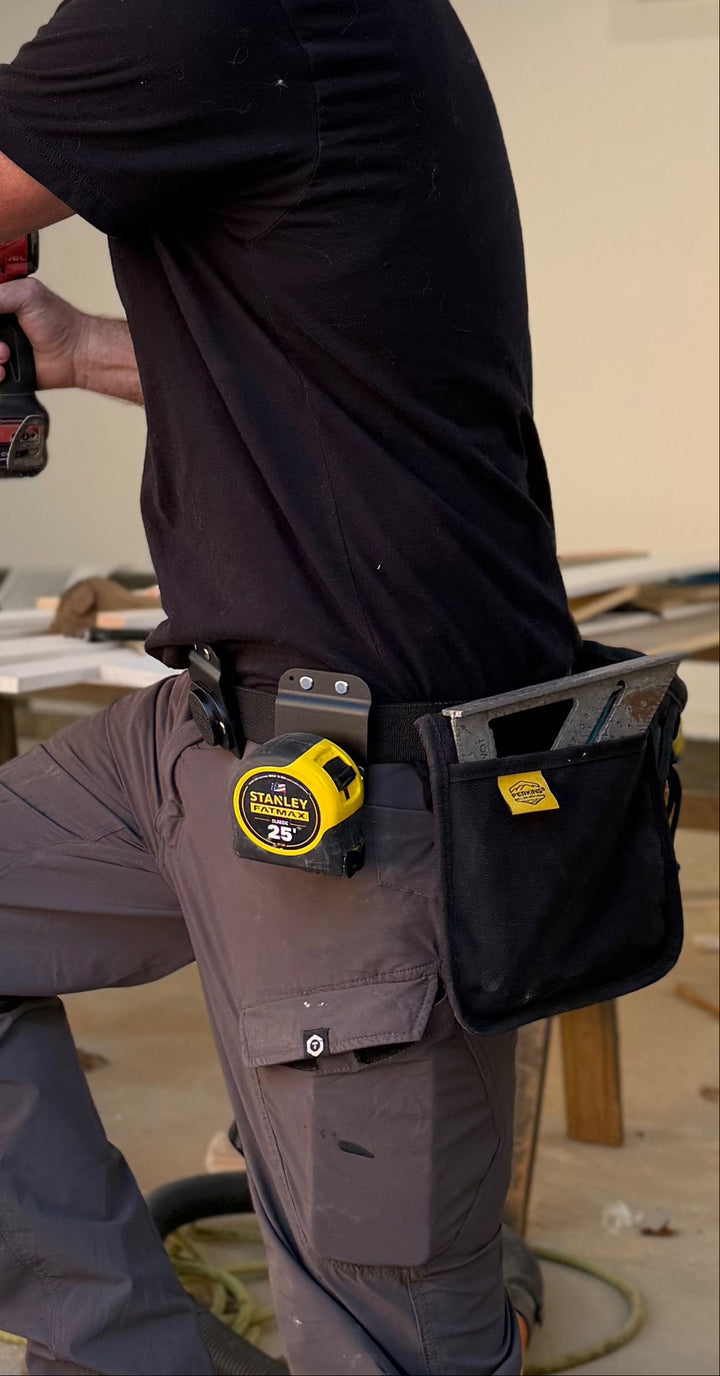 Perkins Builder Brothers Clip - On Tool Belt Tape Holder For Tape Measure, Utility Knife, and Flashlight - Perkins Builder Brothers