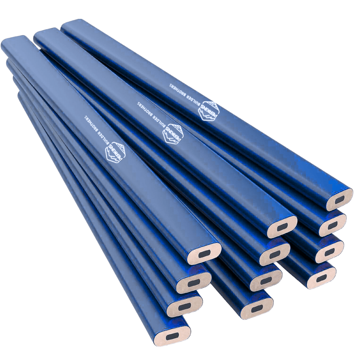 Perkins Builder Brothers Flat Carpenter Pencil, Blue, 10 - Pack - Perkins Builder Brothers