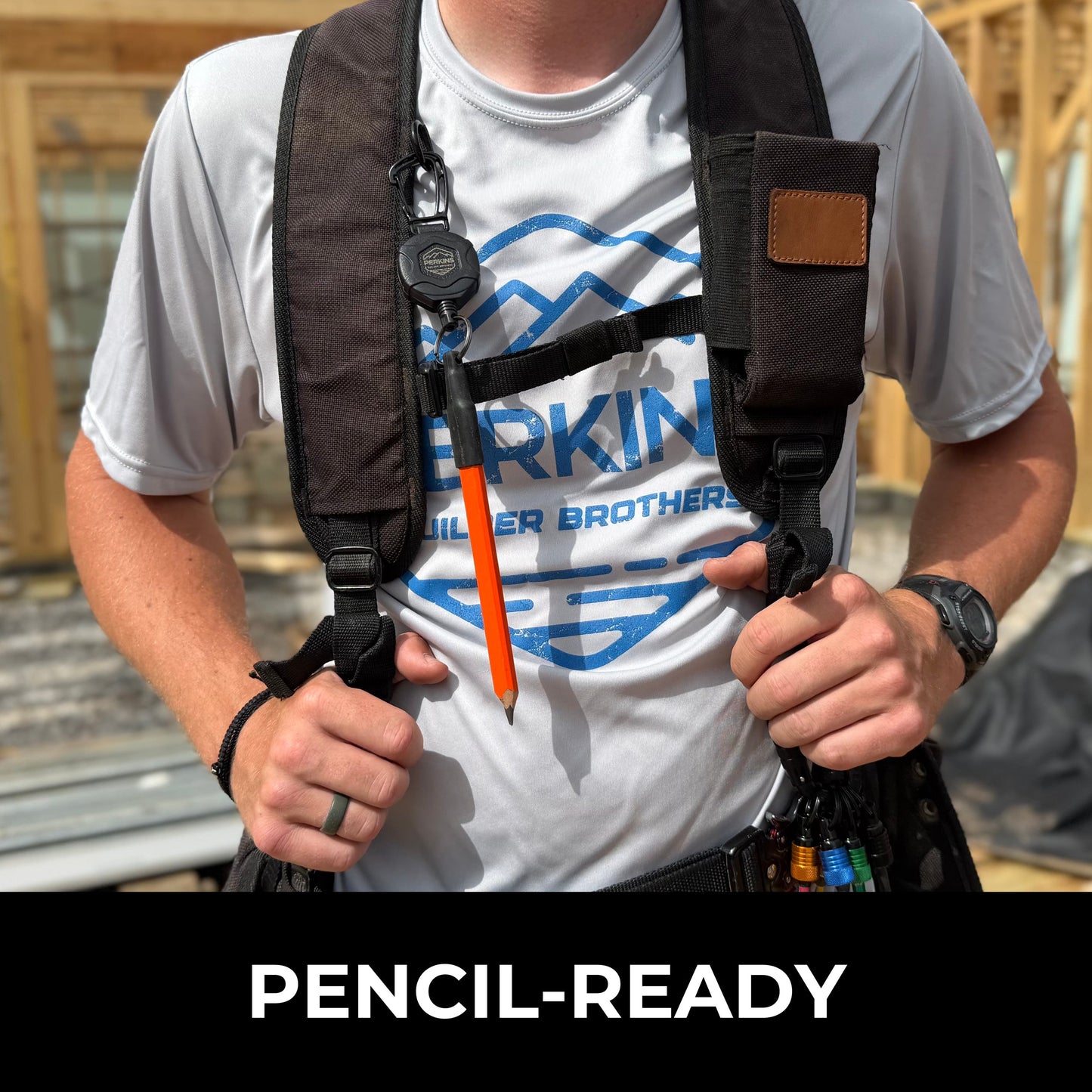 Perkins Builder Brothers PRO Retractable Carpenter Pencil Holder, Black - Perkins Builder Brothers