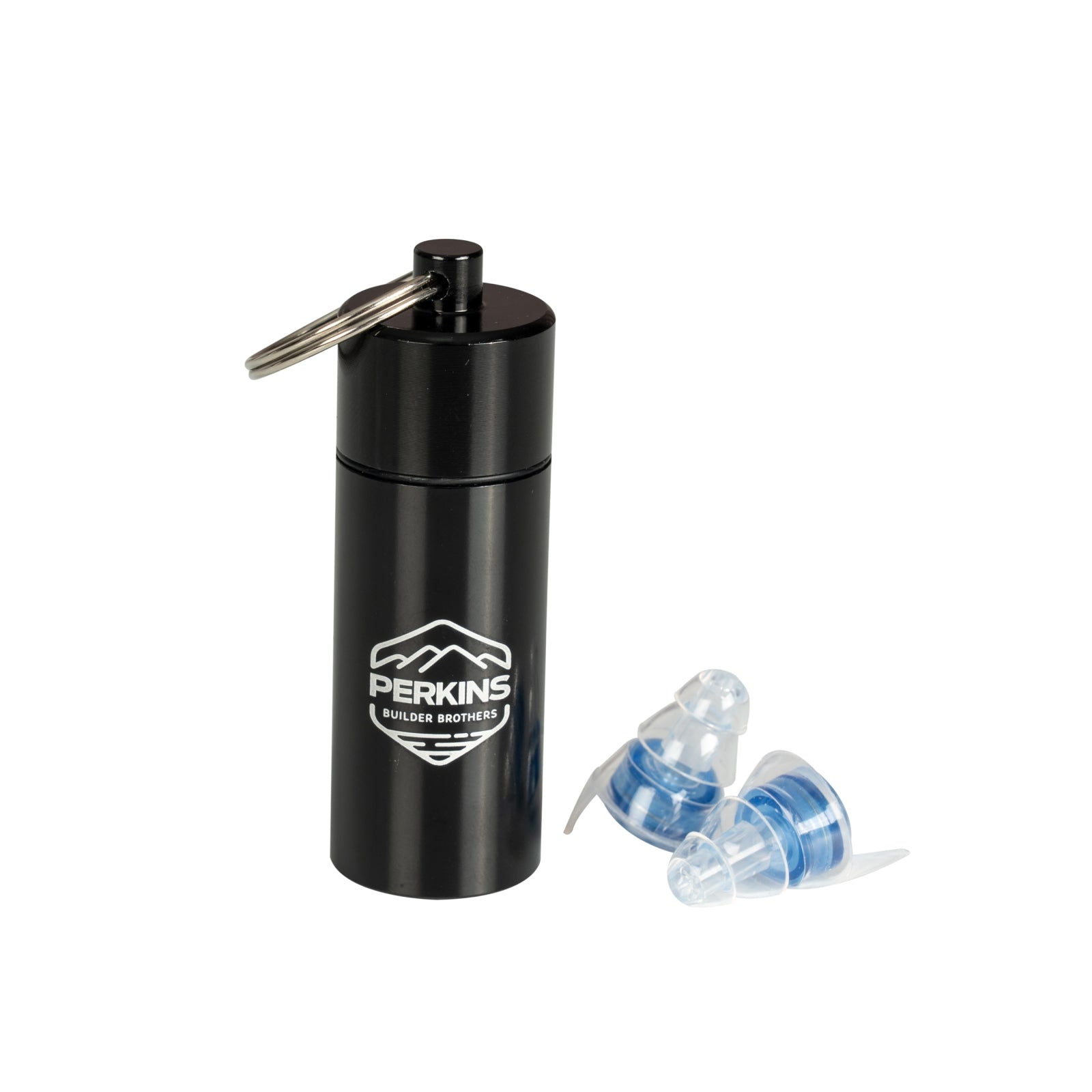 Perkins Builder Brothers 19dB Earplugs with Black Keyring Carrying Case, (includes 3 sizes) - Perkins Builder Brothers